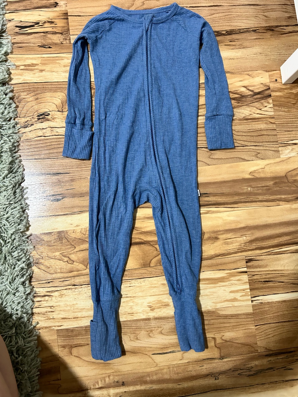 Little Sleepies Blue Ribbed Zippy